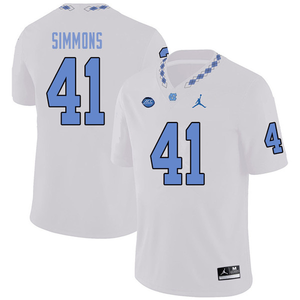 Jordan Brand Men #41 Brian Simmons North Carolina Tar Heels College Football Jerseys Sale-White